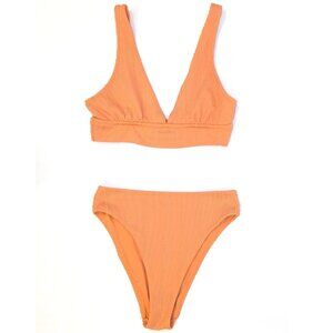 Aerie | 2-Piece Swimsuit Triangle Top & High Cut Cheeky Bottoms Orange | Small